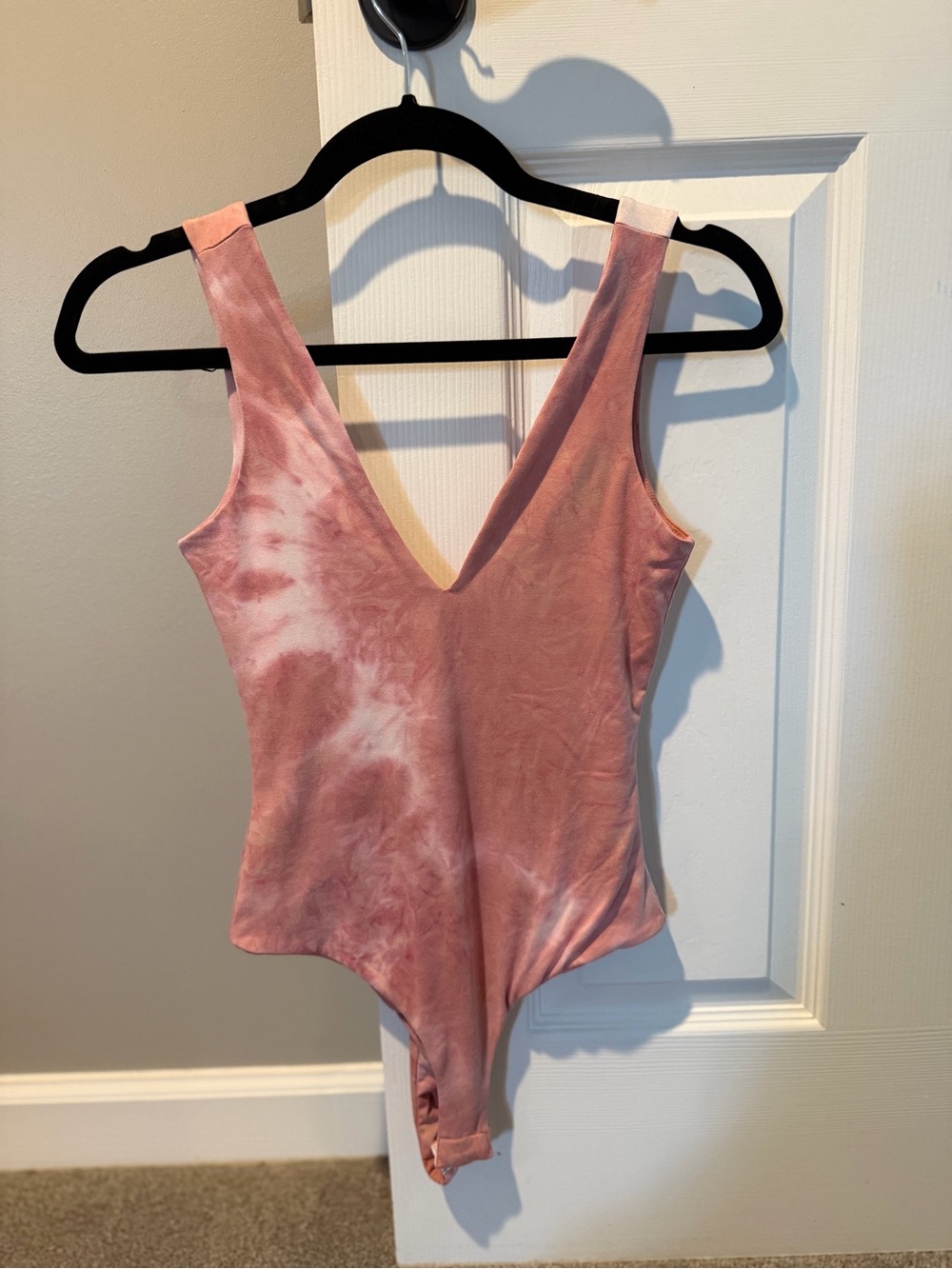 Lulu's Pink Tie-Dye V-Neck Bodysuit